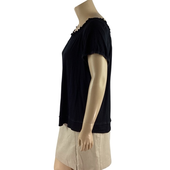 Lane Bryant Black Smocked Neck Short Sleeve Top 18/20 - Picture 4 of 7